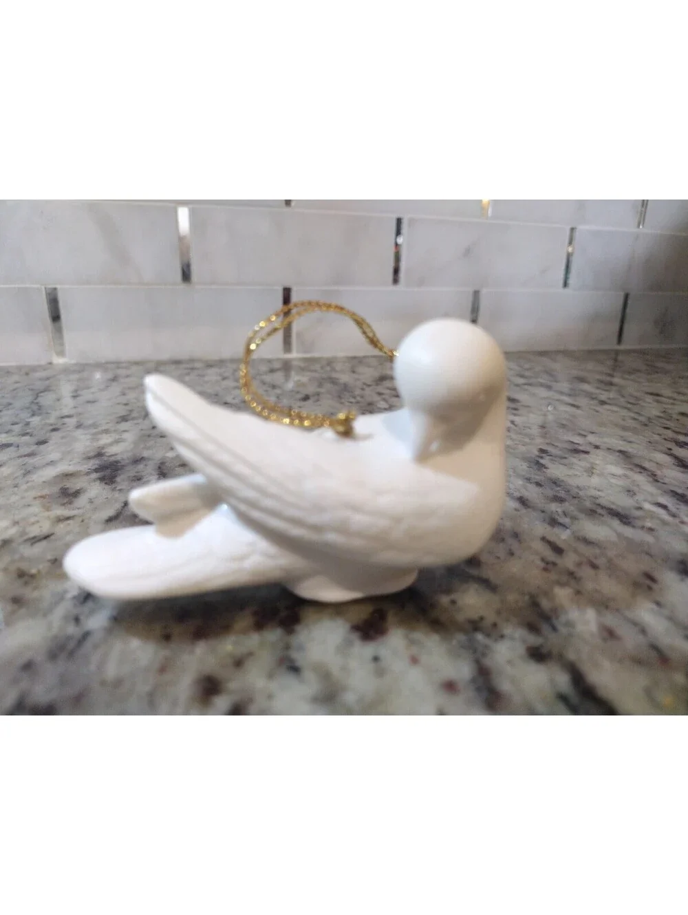 Vintage Santa's Dove Porcelain Sleeping Dove Ornament Christmas 3.5